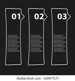 white cut paper Design template on black background / can be used for infographics / numbered banners / horizontal cutout lines / graphic or website layout vector / brochure or cover design