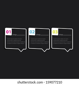 white cut paper Design template on black background / can be used for infographics / numbered banners / horizontal cutout lines / graphic or website layout vector / brochure or cover design