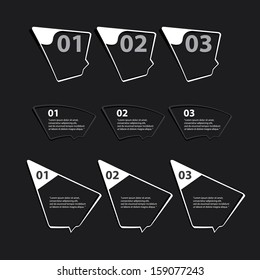 white cut paper Design template on black background / can be used for infographics / numbered banners / horizontal cutout lines / graphic or website layout vector / brochure or cover design