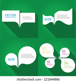 white cut paper speech bubbles on green. speech bubbles set. vector illustration.