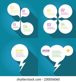 white cut paper speech bubbles on blue. speech bubbles set. vector illustration.