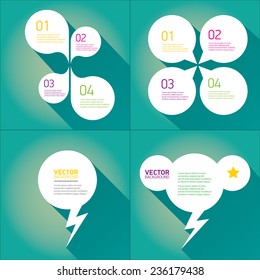 white cut paper speech bubbles on azure. speech bubbles set. vector illustration.