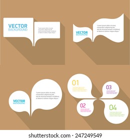 white cut paper speech bubbles on brown. speech bubbles set. vector illustration