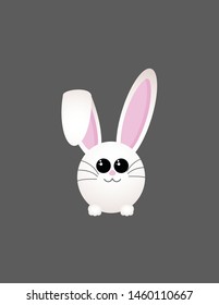 White cute bunny, illustration, vector on white background.