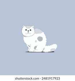 a white cute cartoon cat vector art
