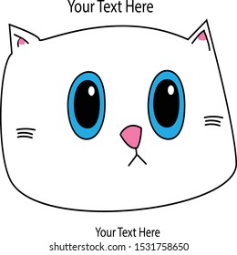 White cute cat cartoon with a sharp look