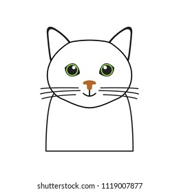 white cute cat symbol on the white background