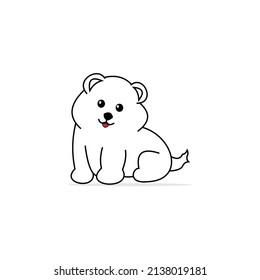 white cute dog cartoon vector flat icon