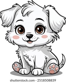 White Cute Dog Clipart Vector
