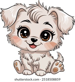 White Cute Dog Clipart Vector