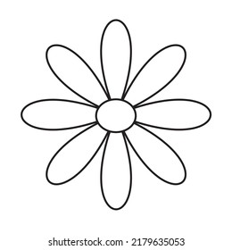 A white cute  flower single isolated on white background, petals flower white  for clip art, illustration flower for kids, simple flower for card decoration graphic. vector file.