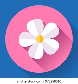 White cute Frangipani flower icon. Nature symbol