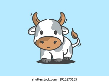 White cute little cow illustration design