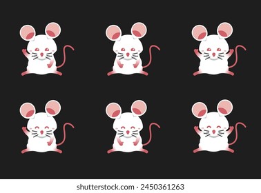 White cute mice with several different gestures
