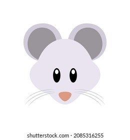 White cute Mouse head emoji vector illustration