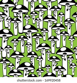 white cute mushrooms seamless pattern