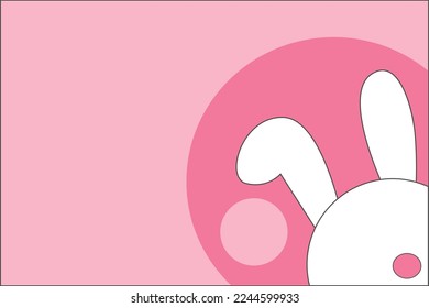 White cute rabbit on the pink background