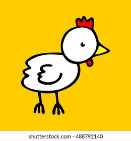 White Cute Rooster