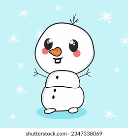A white and cute snowman character