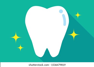 White cute tooth illustration with shadow