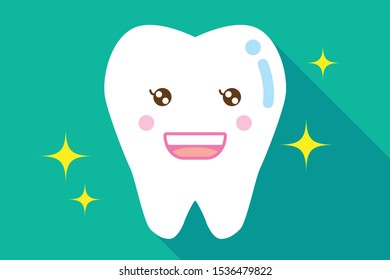 White cute tooth illustration with shadow
