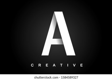 A white cuted letter with dark shadow vector illustration. Modern letter for logo, branding, label, mock-up, cover, company name, business emblem, textile, print, title, font or web page design.