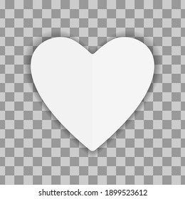 White cutted paper heart with shadows. Vector EPS 10