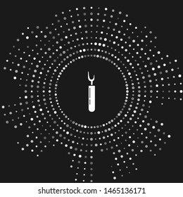 White Cutter tool icon isolated on grey background. Sewing knife with blade. Abstract circle random dots. Vector Illustration