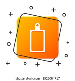 White Cutting board icon isolated on white background. Chopping Board symbol. Orange square button. Vector Illustration