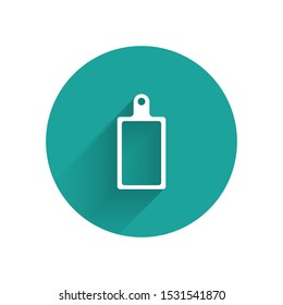 White Cutting board icon isolated with long shadow. Chopping Board symbol. Green circle button. Vector Illustration