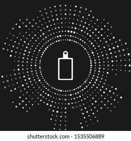 White Cutting board icon isolated on grey background. Chopping Board symbol. Abstract circle random dots. Vector Illustration