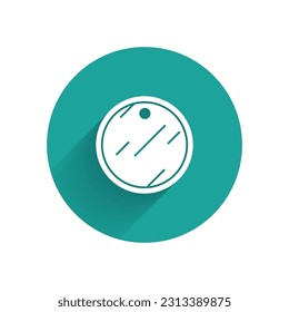 White Cutting board icon isolated with long shadow. Chopping Board symbol. Green circle button. Vector