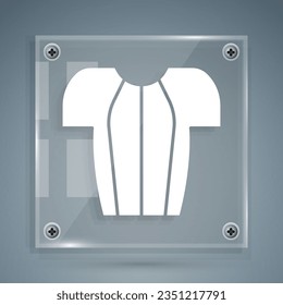 White Cycling t-shirt icon isolated on grey background. Cycling jersey. Bicycle apparel. Square glass panels. Vector
