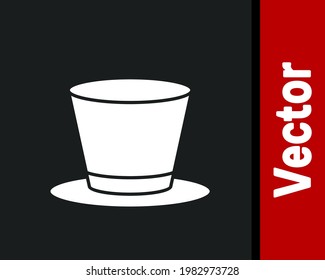 White Cylinder hat icon isolated on black background.  Vector