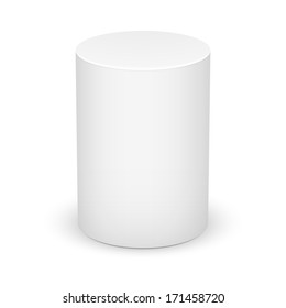 White cylinder isolated on white background. Basic geometrical form. Vector illustration.