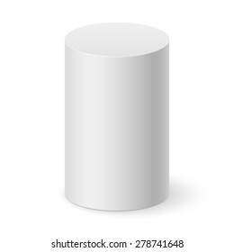 Cilindro blanco aislado sobre fondo blanco para el diseño