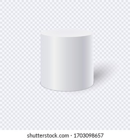 White Cylinder Isolated On Transparent Background. Vector Illustration.