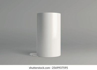 White cylinder on a gray gradient background