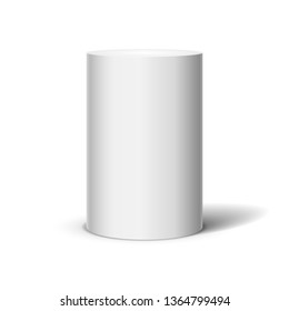 White cylinder on light background. Vector template for your design.