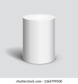 White cylinder on light background. Vector template for your design.