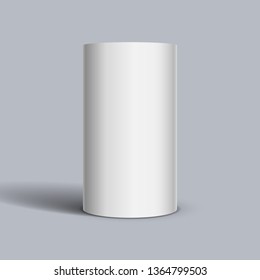 White cylinder on light background. Vector template for your design.