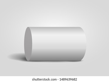White cylinder on light background. Vector template for your design.