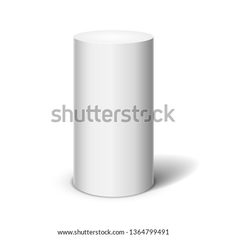 White cylinder on light background. Vector template for your design.