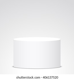 White cylinder. Pedestal. Vector illustration.