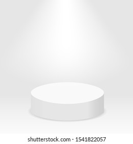 White cylinder template. 3d base stand podium or studio pedestal round platform showroom illustration