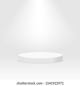 White cylinder template. 3d base stand podium or studio pedestal round platform showroom illustration