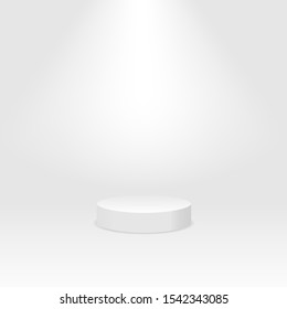 White cylinder template. 3d base stand podium or studio pedestal round platform showroom illustration