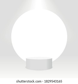 White cylinder template. 3d base stand podium or studio pedestal round platform showroom illustration
