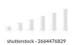 White cylindrical podiums in ascending height. Minimalist 3D columns for ranking, data visualization, infographics, or product display. Realistic vector illustration.