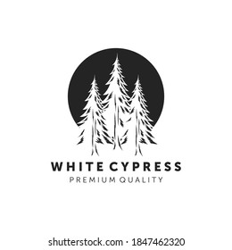 white cypress logo line art vector illustration design